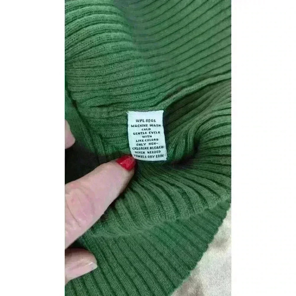 Style & Co Women’s 1/4 Zip Ribbed Knit 100% COTTON Sweater Green/Black Size 3X - Picture 5 of 11